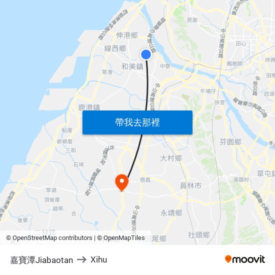 嘉寶潭Jiabaotan to Xihu map