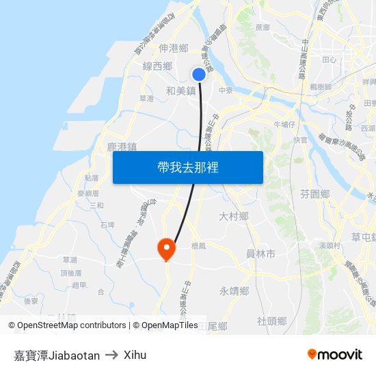 嘉寶潭Jiabaotan to Xihu map