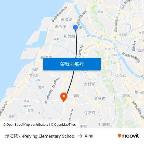 培英國小Peiying Elementary School to Xihu map