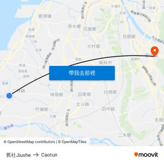 舊社Jiushe to Caotun map