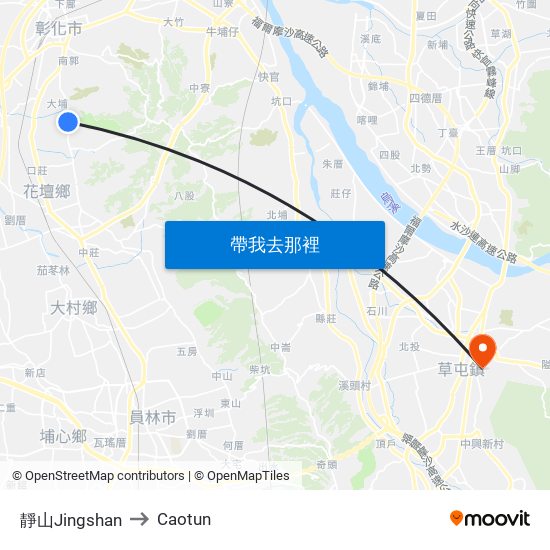 靜山Jingshan to Caotun map