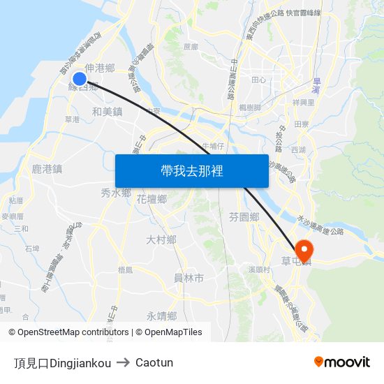 頂見口Dingjiankou to Caotun map