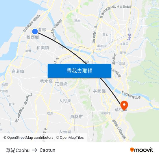 草湖Caohu to Caotun map