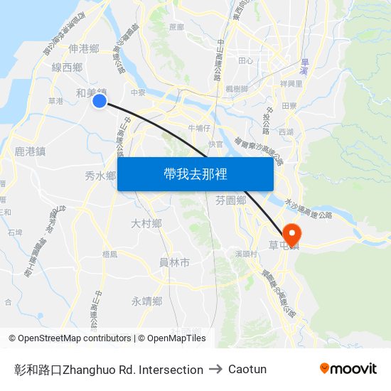 彰和路口Zhanghuo Rd. Intersection to Caotun map
