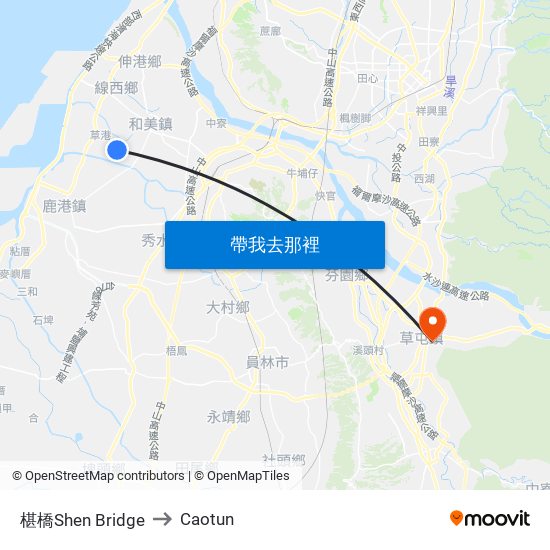 椹橋Shen Bridge to Caotun map