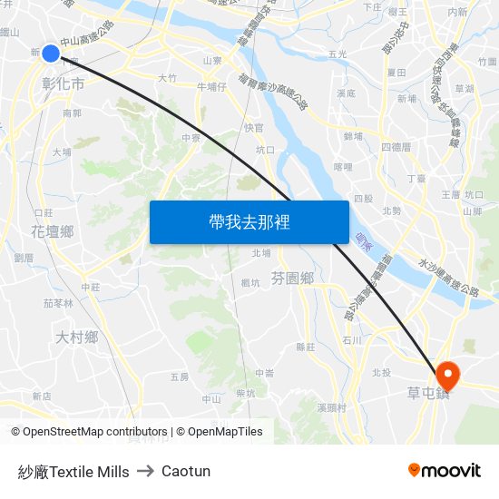 紗廠Textile Mills to Caotun map