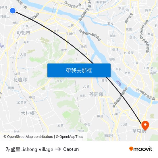 犁盛里Lisheng Village to Caotun map