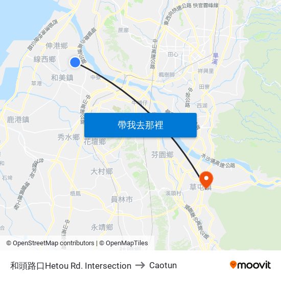 和頭路口Hetou Rd. Intersection to Caotun map