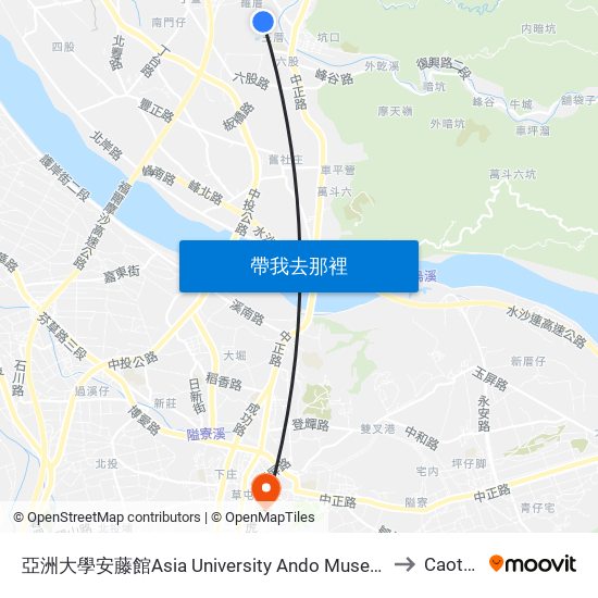 亞洲大學安藤館Asia University Ando Museum to Caotun map