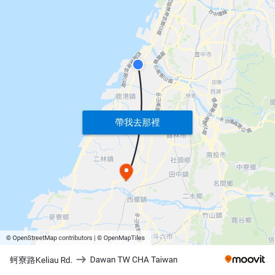 蚵寮路Keliau Rd. to Dawan TW CHA Taiwan map