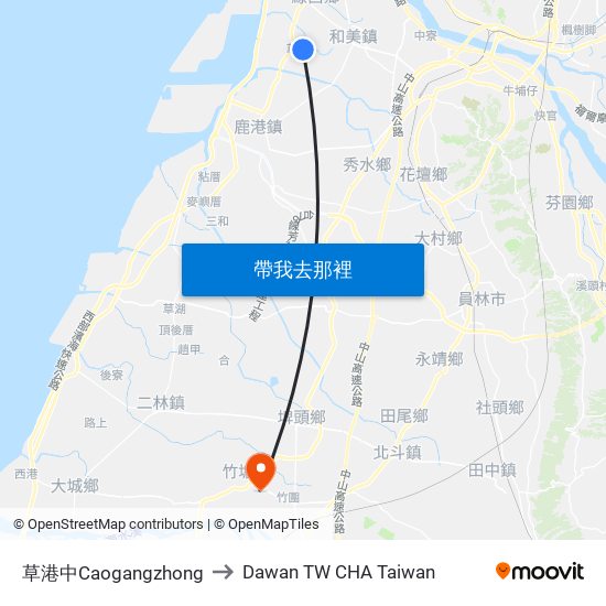 草港中Caogangzhong to Dawan TW CHA Taiwan map
