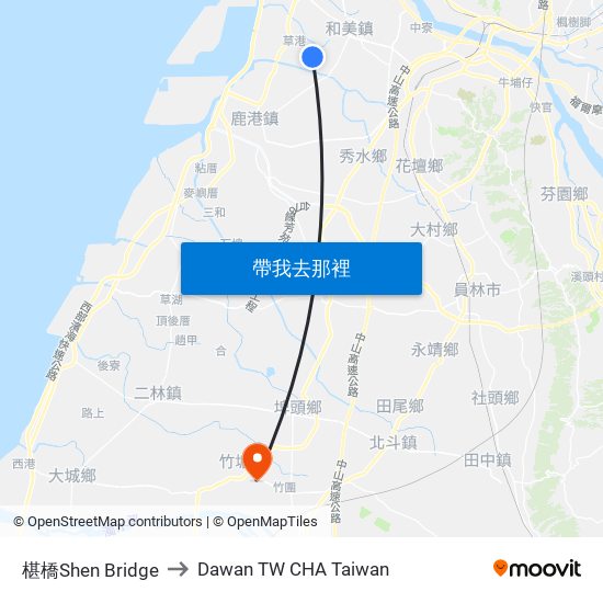 椹橋Shen Bridge to Dawan TW CHA Taiwan map