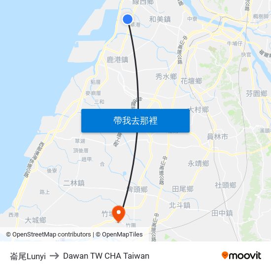 崙尾Lunyi to Dawan TW CHA Taiwan map