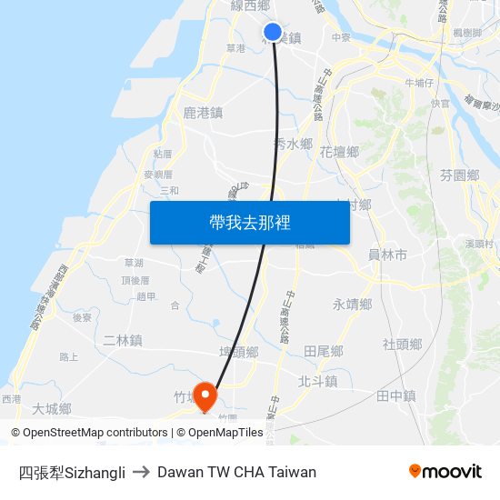 四張犁Sizhangli to Dawan TW CHA Taiwan map