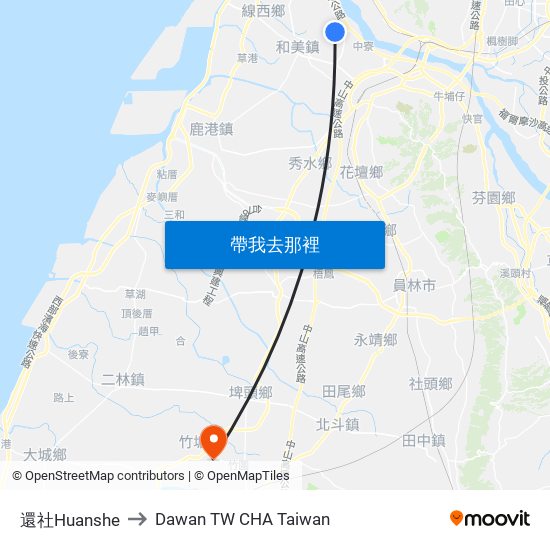 還社Huanshe to Dawan TW CHA Taiwan map