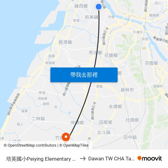 培英國小Peiying Elementary School to Dawan TW CHA Taiwan map