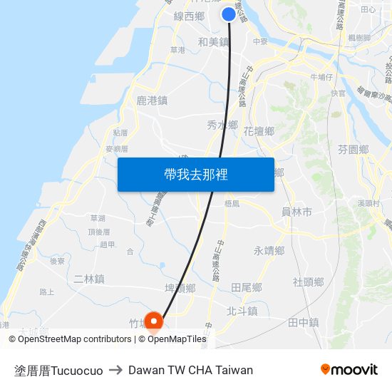 塗厝厝Tucuocuo to Dawan TW CHA Taiwan map