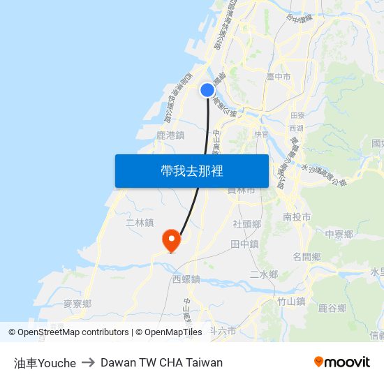 油車Youche to Dawan TW CHA Taiwan map