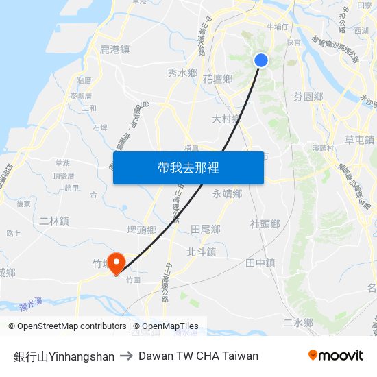 銀行山Yinhangshan to Dawan TW CHA Taiwan map