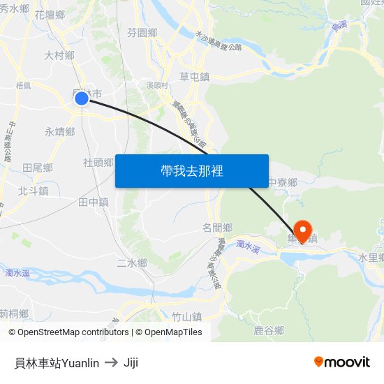 員林車站Yuanlin to Jiji map