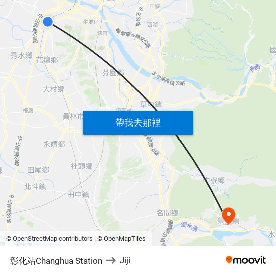 彰化站Changhua Station to Jiji map