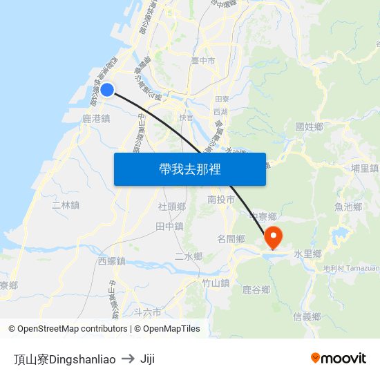 頂山寮Dingshanliao to Jiji map