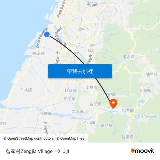曾家村Zengjia Village to Jiji map