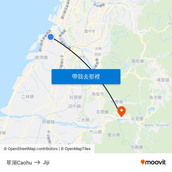 草湖Caohu to Jiji map