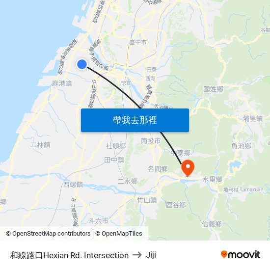 和線路口Hexian Rd. Intersection to Jiji map