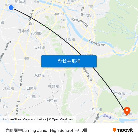 鹿鳴國中Luming Junior High School to Jiji map