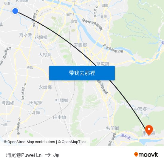 埔尾巷Puwei Ln. to Jiji map