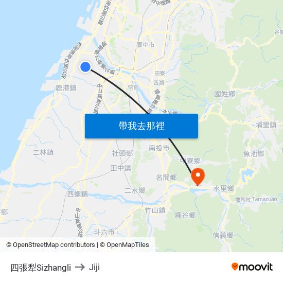 四張犁Sizhangli to Jiji map