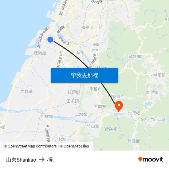 山寮Shanliao to Jiji map