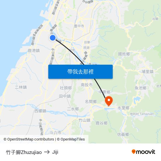 竹子腳Zhuzujiao to Jiji map