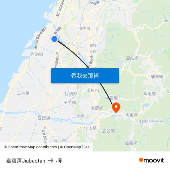 嘉寶潭Jiabaotan to Jiji map