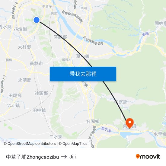 中草子埔Zhongcaozibu to Jiji map