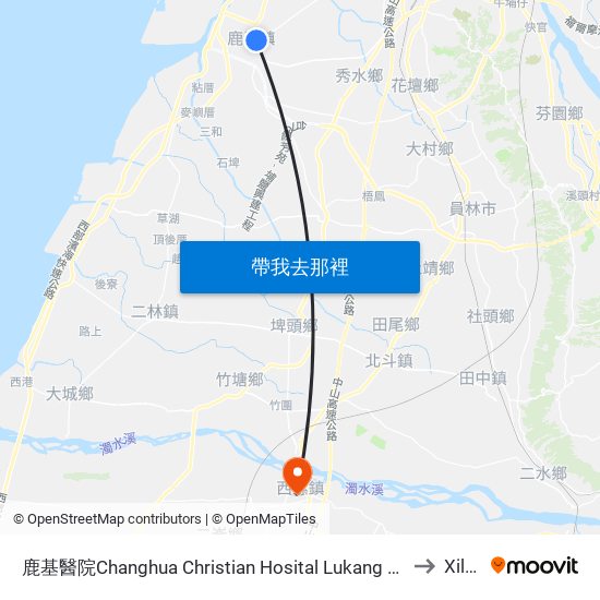 鹿基醫院Changhua Christian Hosital Lukang Branch to Xiluo map