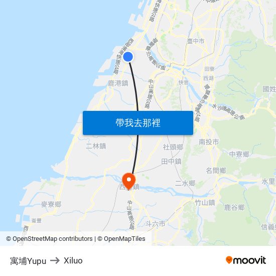 寓埔Yupu to Xiluo map