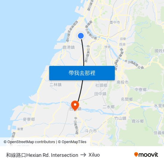 和線路口Hexian Rd. Intersection to Xiluo map
