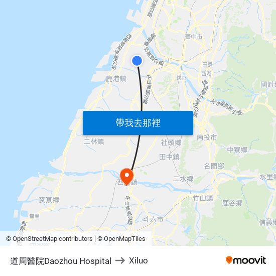 道周醫院Daozhou Hospital to Xiluo map