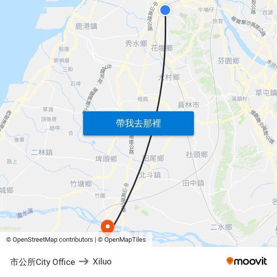 市公所City Office to Xiluo map