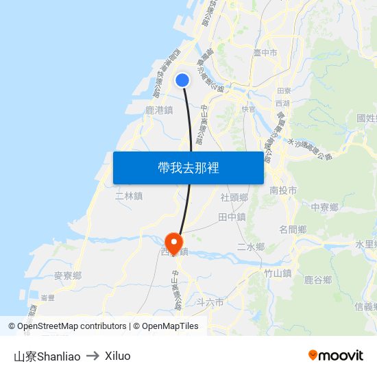 山寮Shanliao to Xiluo map