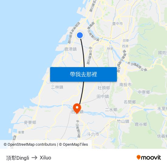 頂犁Dingli to Xiluo map