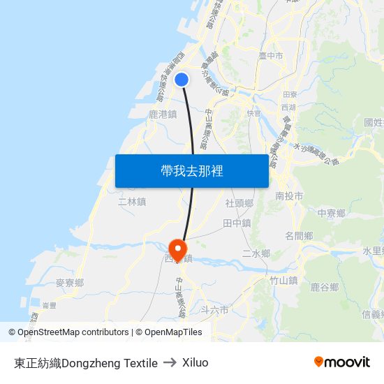 東正紡織Dongzheng Textile to Xiluo map