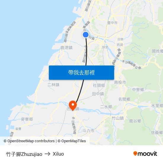 竹子腳Zhuzujiao to Xiluo map