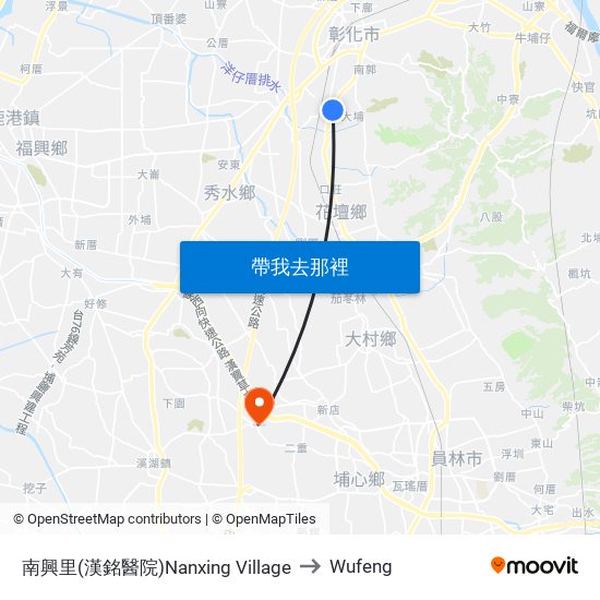 南興里(漢銘醫院)Nanxing Village to Wufeng map