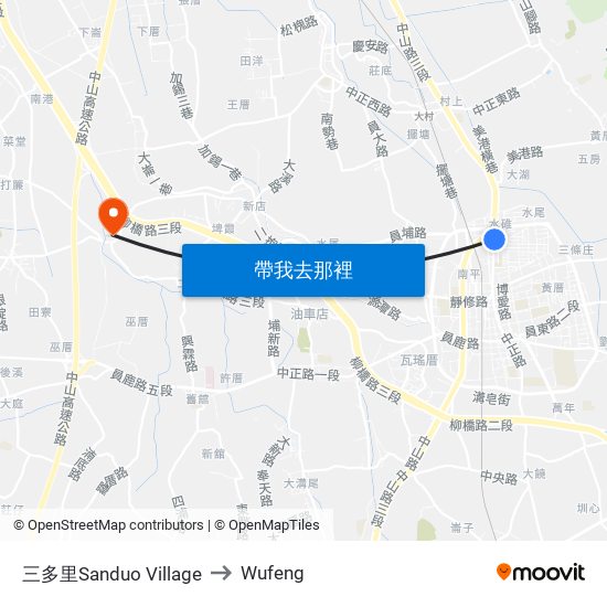 三多里Sanduo Village to Wufeng map
