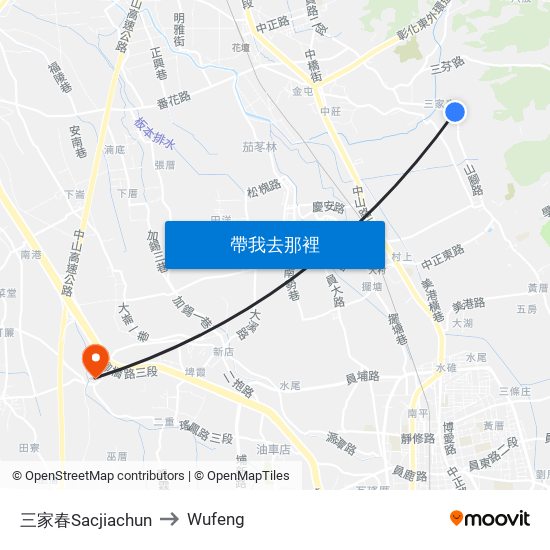 三家春Sacjiachun to Wufeng map