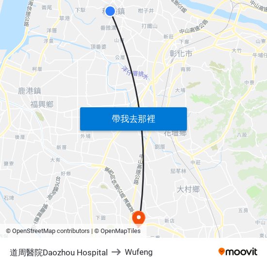 道周醫院Daozhou Hospital to Wufeng map