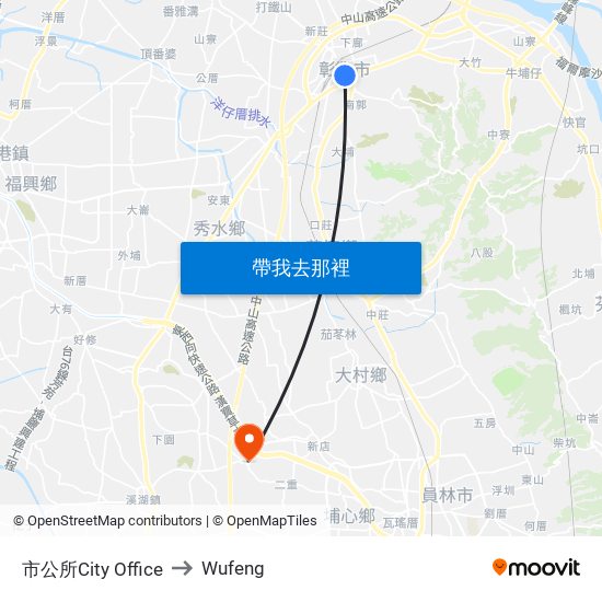 市公所City Office to Wufeng map